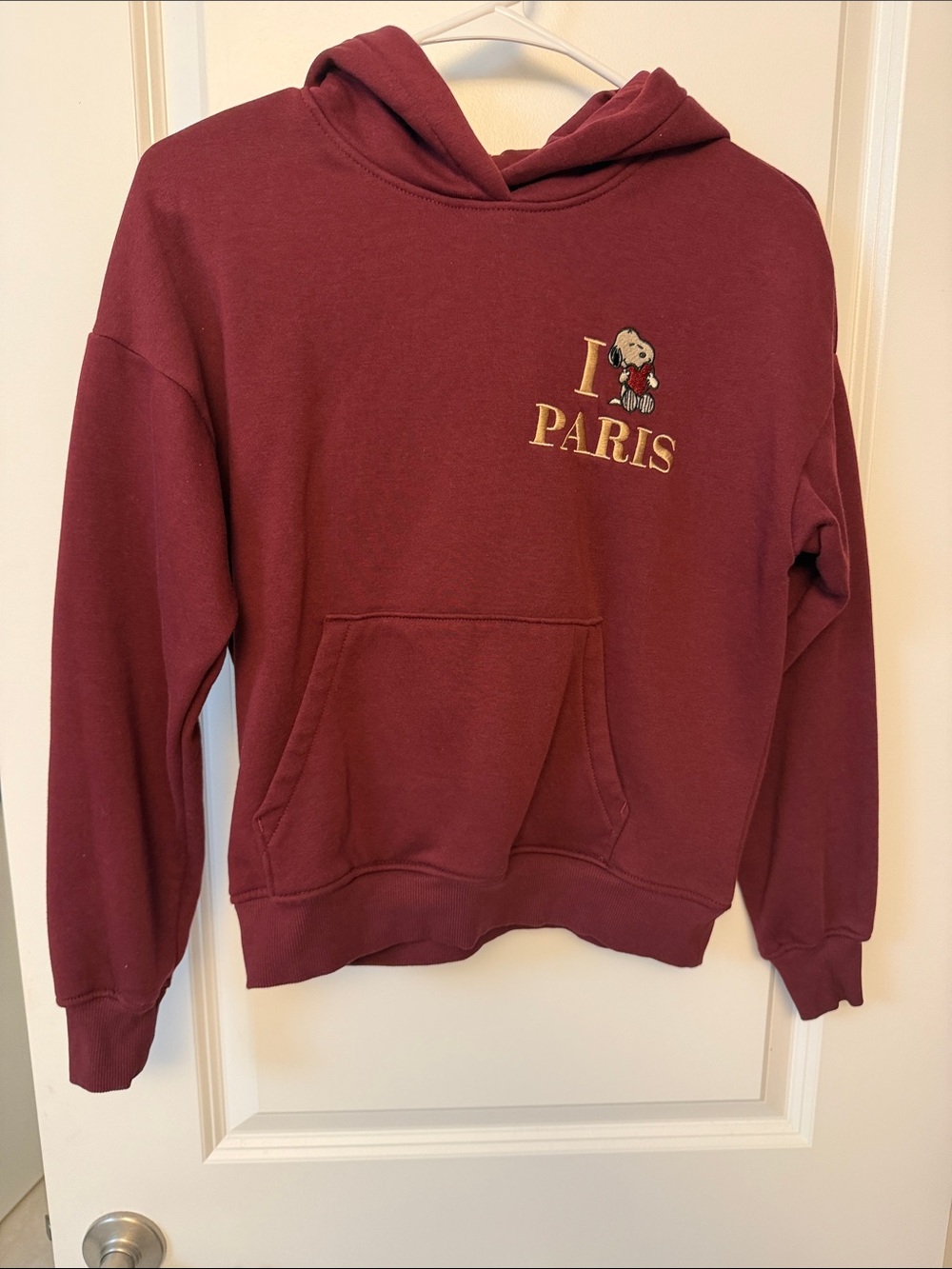Maroon "I Love Paris" Snoopy Hoodie - Girl’s Hoodie